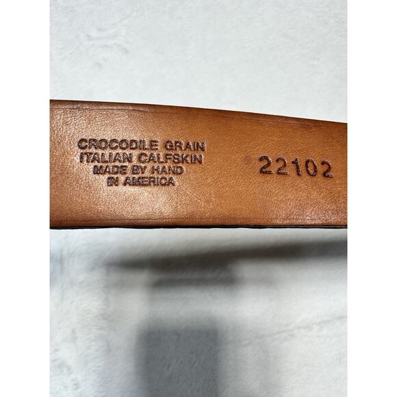 Martin Dingman Cordovan Crocodile Grained Italian Calfskin Leather Belt Size 40 - Picture 7 of 9